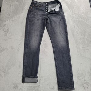 Levi's 501 S Skinny Jeans Mens 26x30 Gray Dark Wash Button Fly Denim Big E